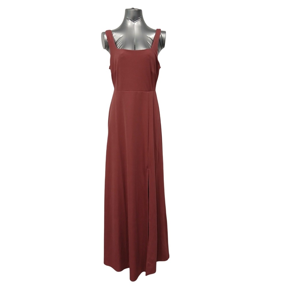 Birdy Grey Terracotta Square Neck Sleeveless Maxi Gown Side Slit Size L